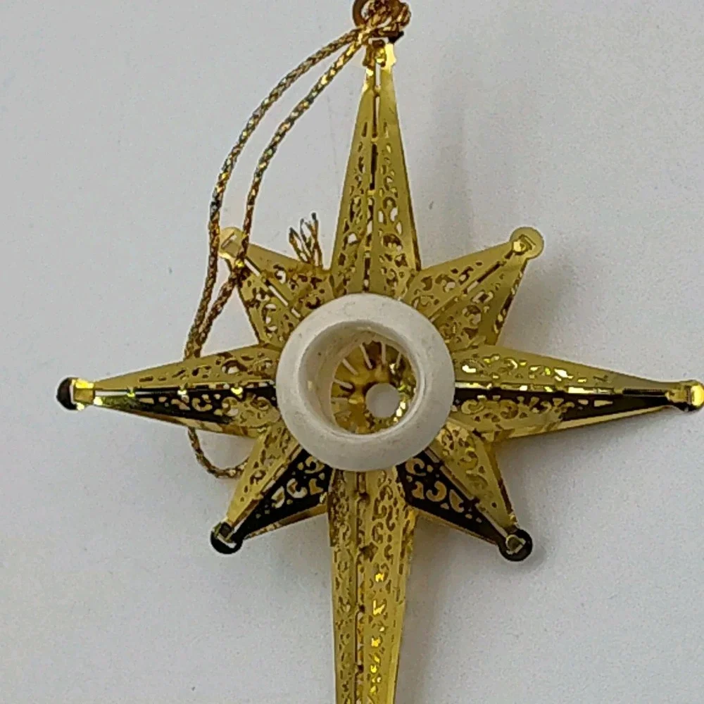 1980's VTG‎ Bright Golden Tone Hanging Star Ornament Very rare unique SEE📏📸